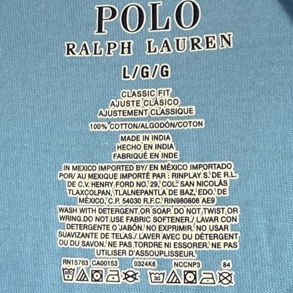 Polo Ralph Lauren 2 for 1 Classic Tee shirts in Sky Blue and Gray Size L NWOT - Picture 6 of 7